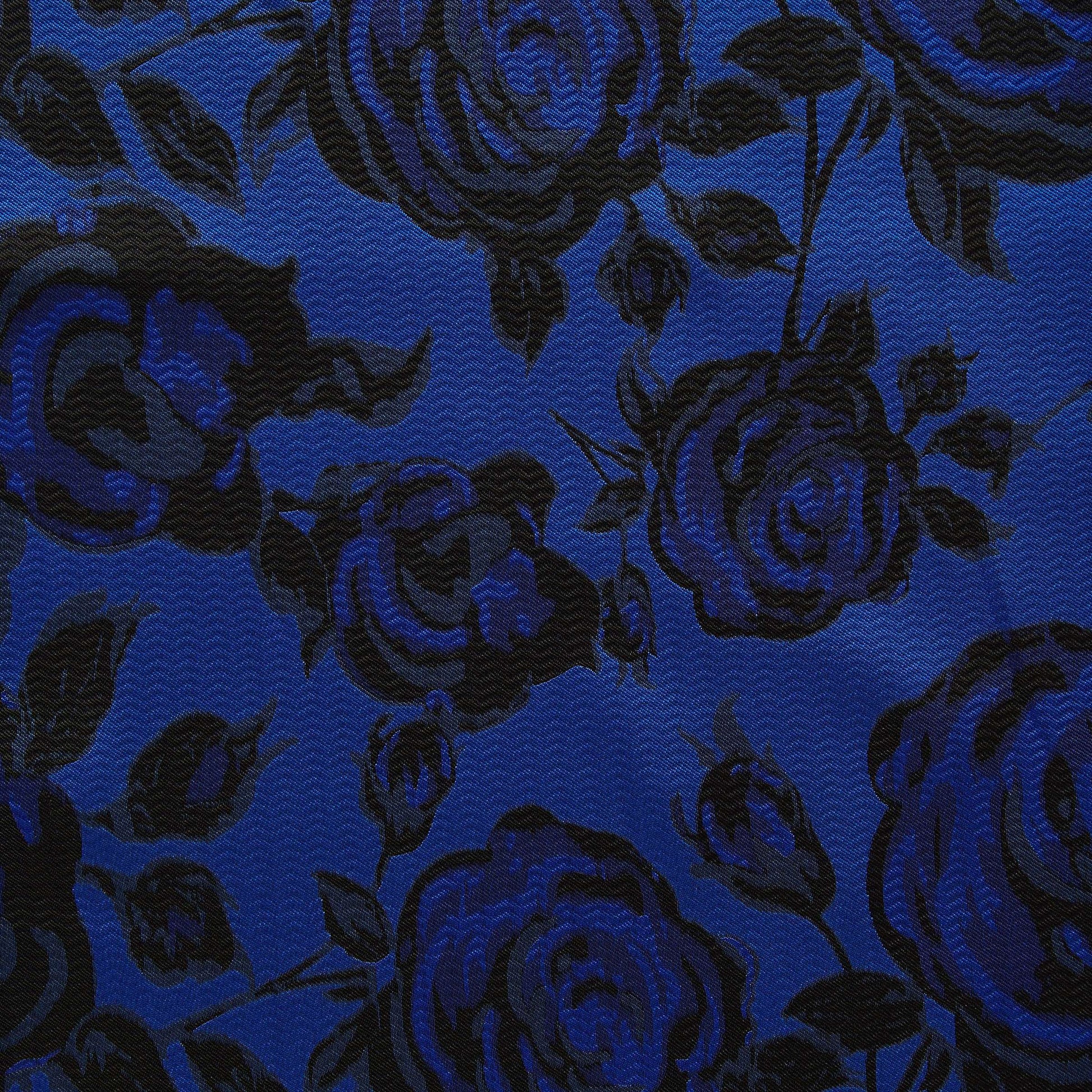 Presenting midnight rose with a blue base color polyester satin jacquard floral rose