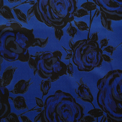 Presenting midnight rose with a blue base color polyester satin jacquard floral rose