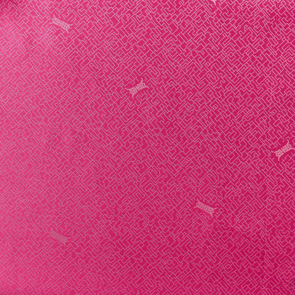 ming presenting the orchid color version of a silk and rayon blend featuring a Chinese inspired jacquard print featuring good drape