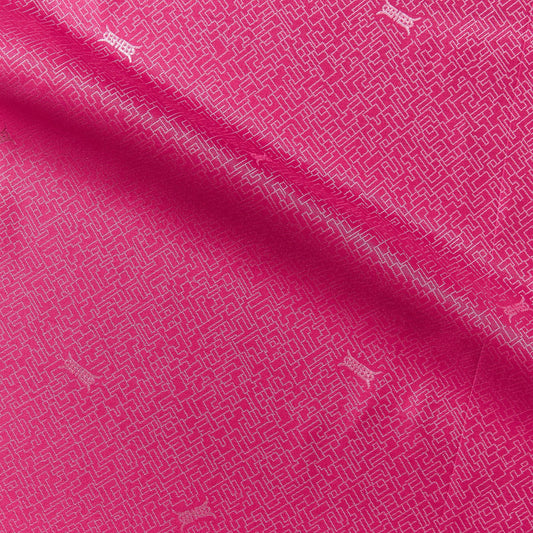 ming presenting the orchid color version of a silk and rayon blend featuring a Chinese inspired jacquard print