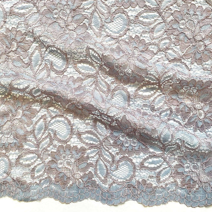 piccadilly presenting the mist color version of a rochelle antique designed lace showing double scalloped edge blend