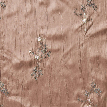 ruby showing the mink color version embroidered with simple floral pattern crisp pure polyester crushed taffeta