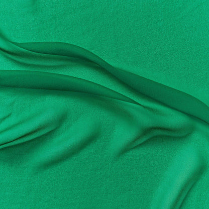 silk georgette showing the kelly color version of a Lightweight sheer floaty pure silk with excellent drape great for layering and gathering