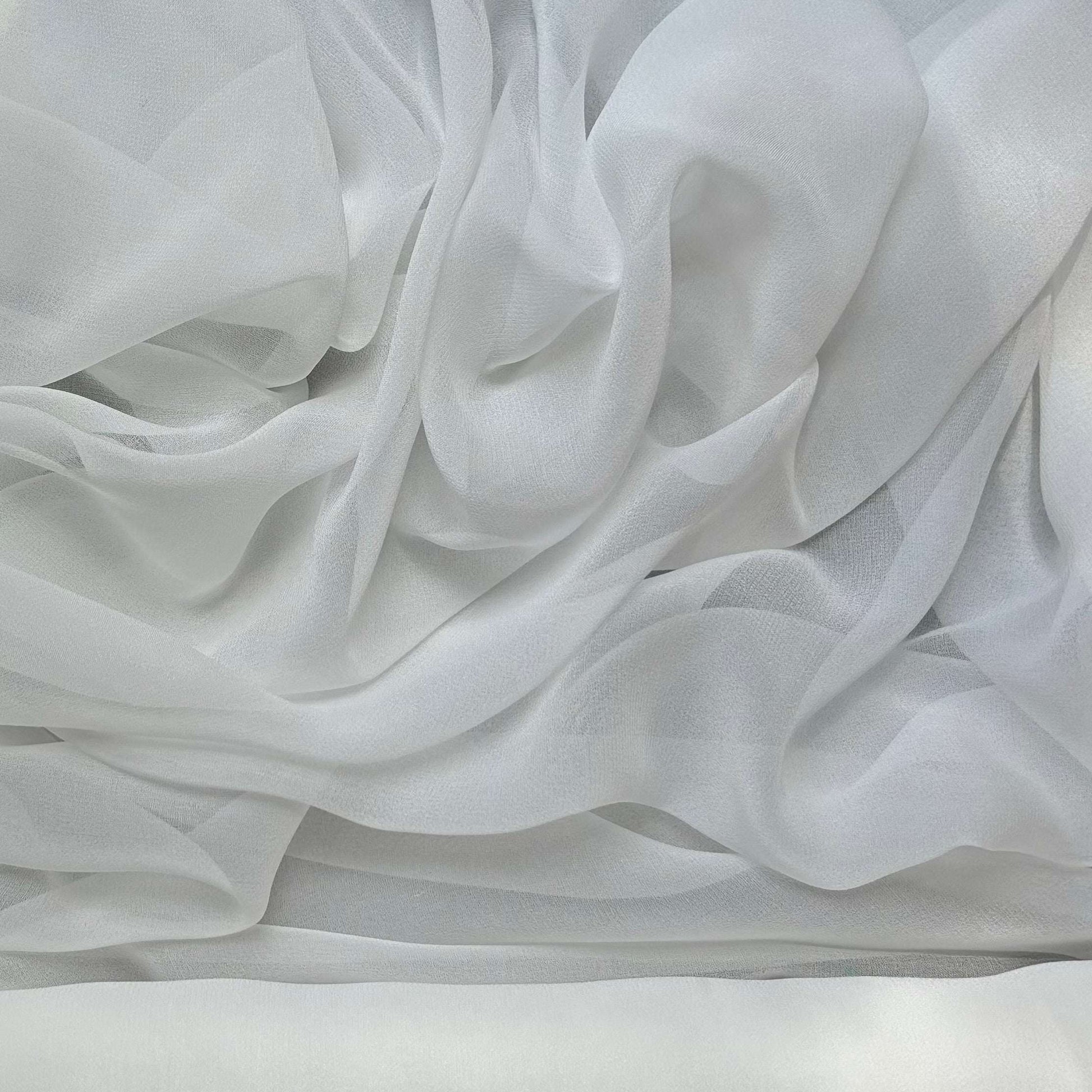 silk georgette showing the natural color version of a Lightweight sheer floaty pure silk with excellent drape great for layering and gathering