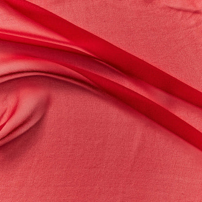 silk georgette showing the scarlet color version of a Lightweight sheer floaty pure silk with excellent drape great for layering and gathering