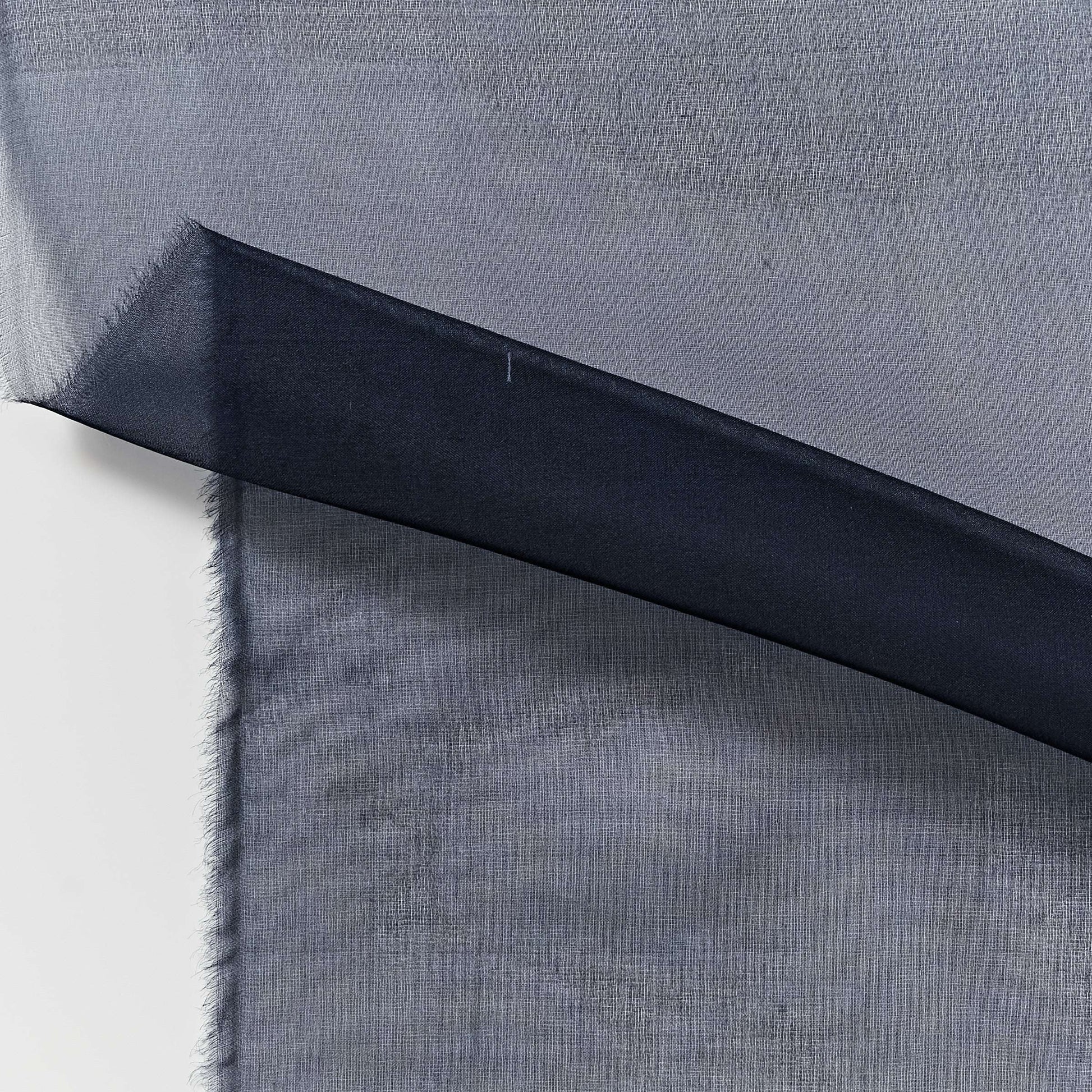 silk organza showing the navy color version of a Lightweight stiff sheer pure silk with natural silk sheen