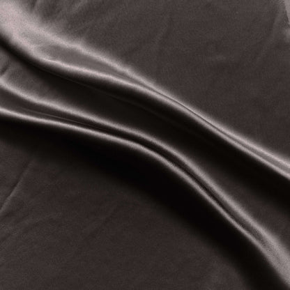 Silk Satin showing the charcoal color version of a pure mulberry silk with natural sheen and fluid drape