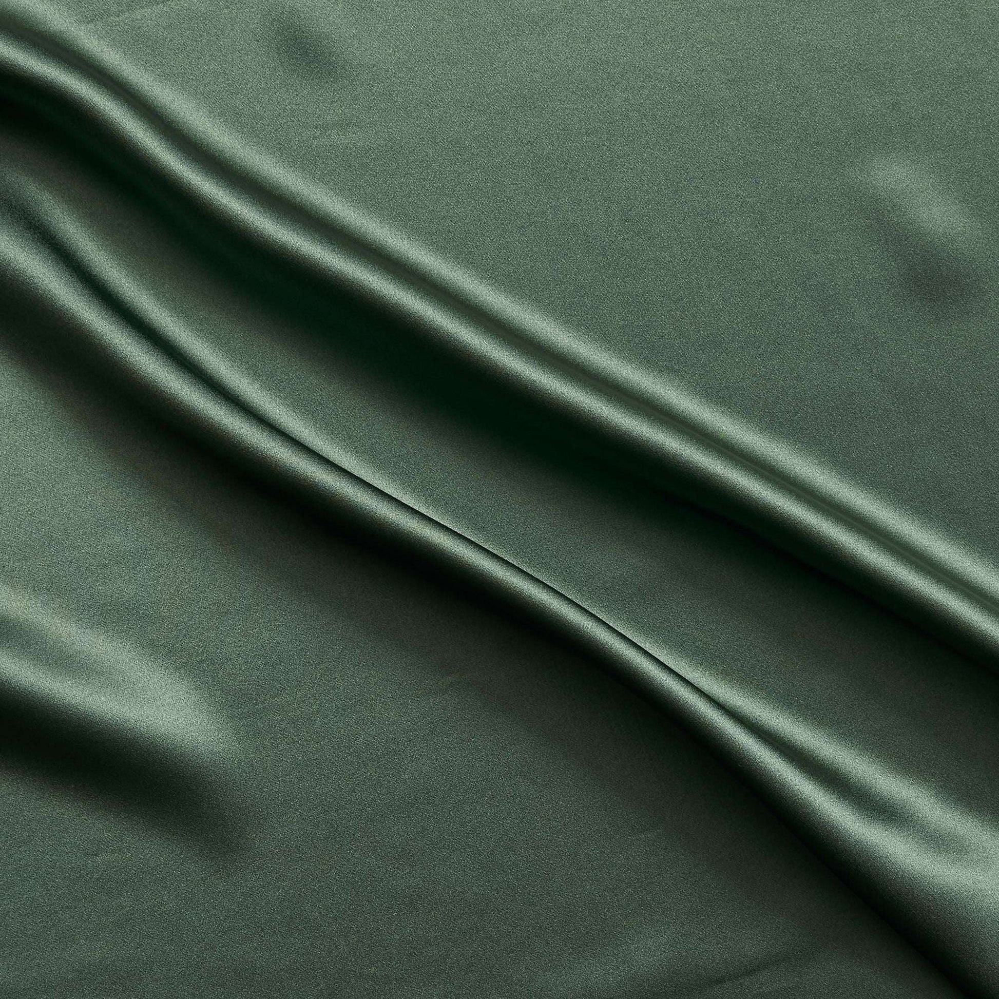Silk Satin showing the Forest color version of a Soft Pure mulberry silk with natural sheen and fluid drape
