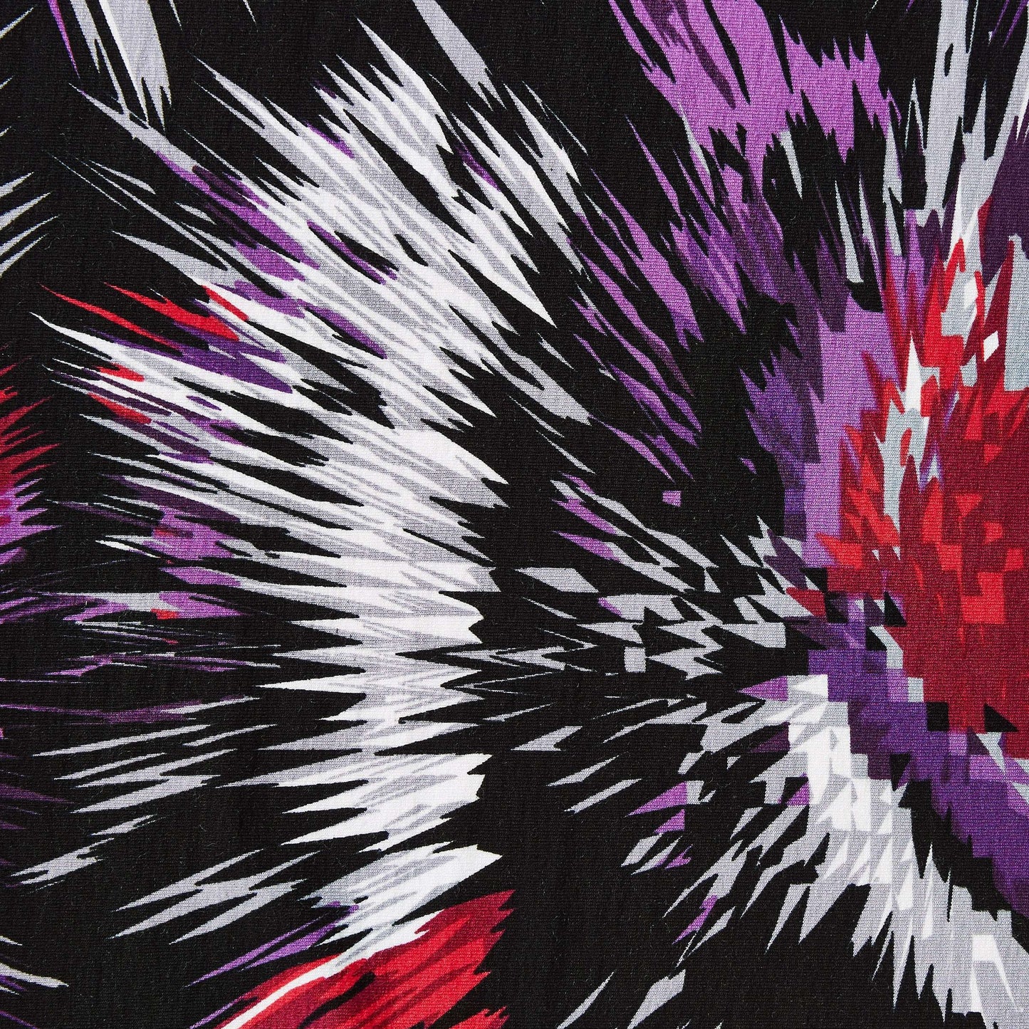 smash showing an abstract purple colored shades digital print on stretch jersey knit rayon with spandex