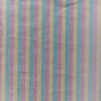 silk organza showing the stripped Gold Turquoisde and Fuschia  colored shades of a Lightweight stiff sheer pure silk with natural silk sheen