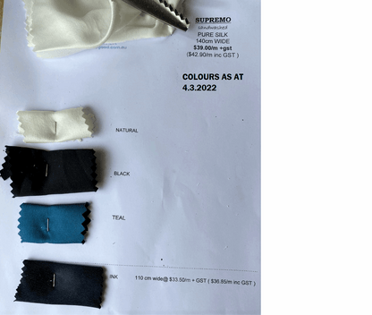 Showing the Supremo Silk Wide Color Card 2022