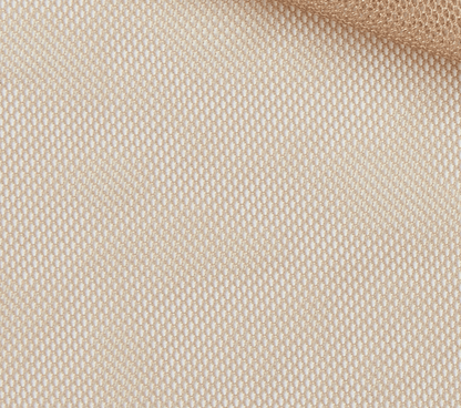 cherish presenting in close up the plain beige color version of a sheer pure nude nylon mesh 