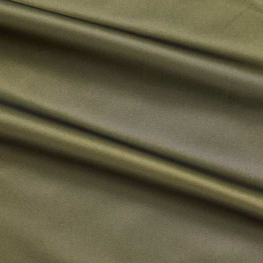 Tatler showing the plain Olive color version of a pure Polyester crisp smooth and lightweight shot taffeta with lustre