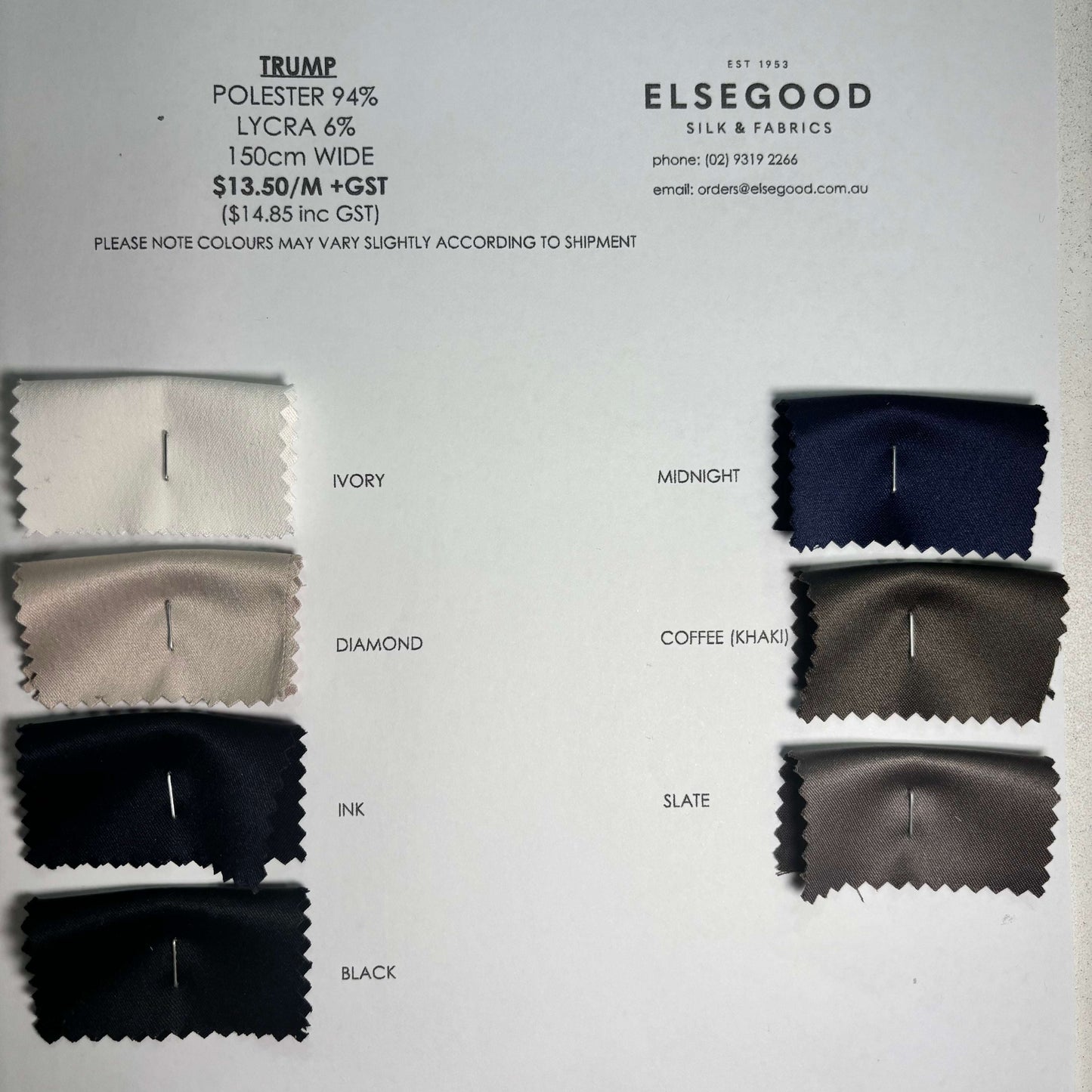 Showing the Trump Color Card