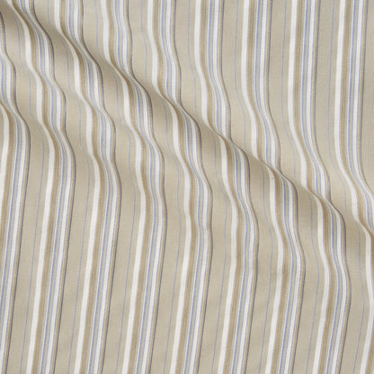 amalfi displaying the stone colored version with shadow stripes on stretch crisp rayon and polyester with spandex featuring moderate drape