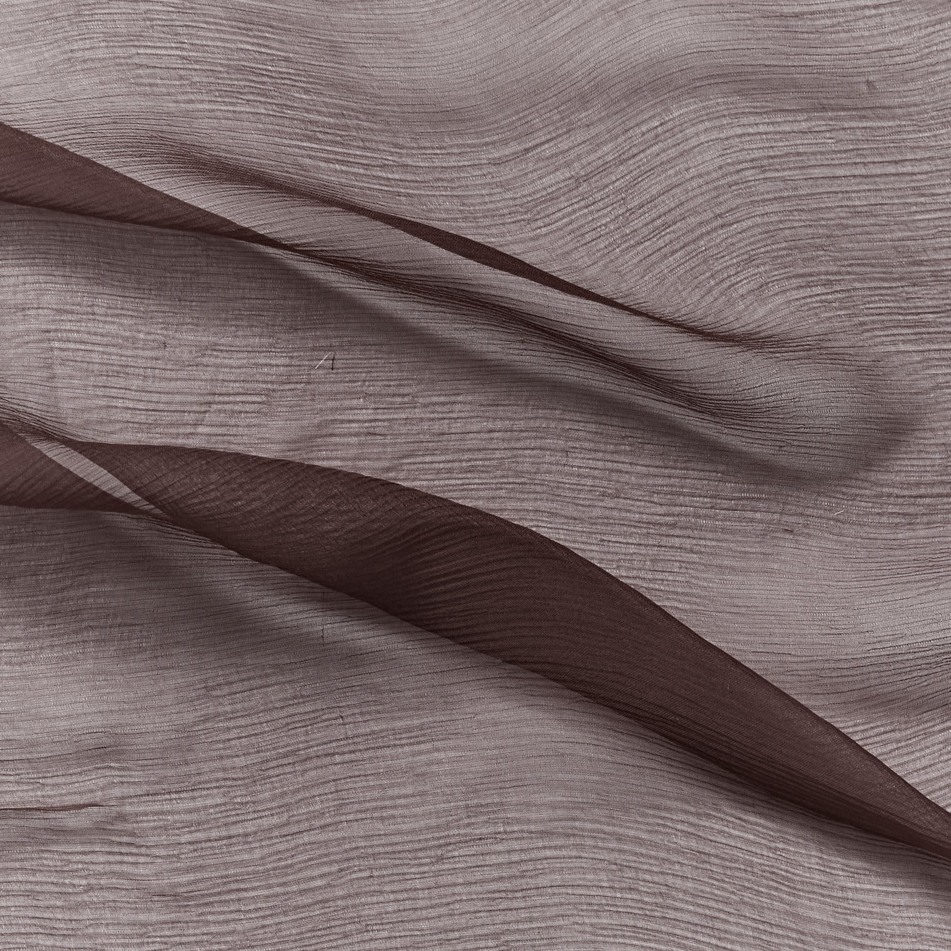silk crinkle chiffon featuring the chocolate color version of a sheer soft pure silk with textured yoryu weave and fluid drape