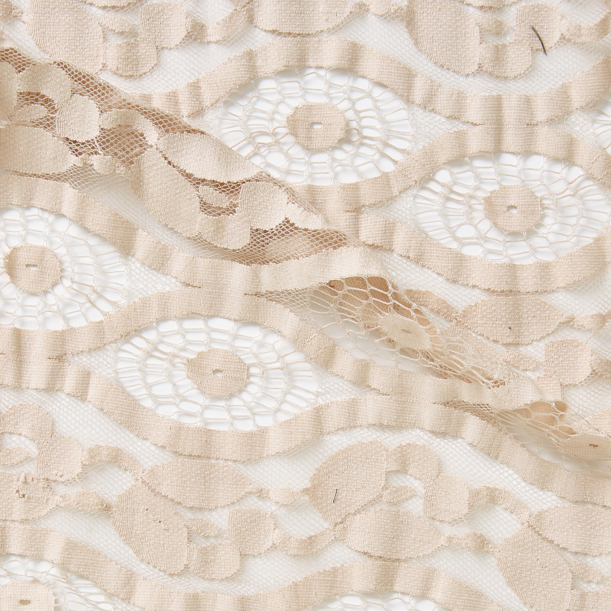 cyclone illustrating a dusty colored embroidered cotton and nylon lace with eye and floral pattern