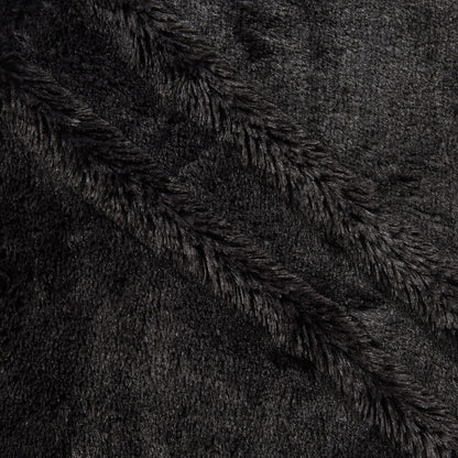 Elise Plain displaying the charcoal color version pure polyester Soft faux fur closeup