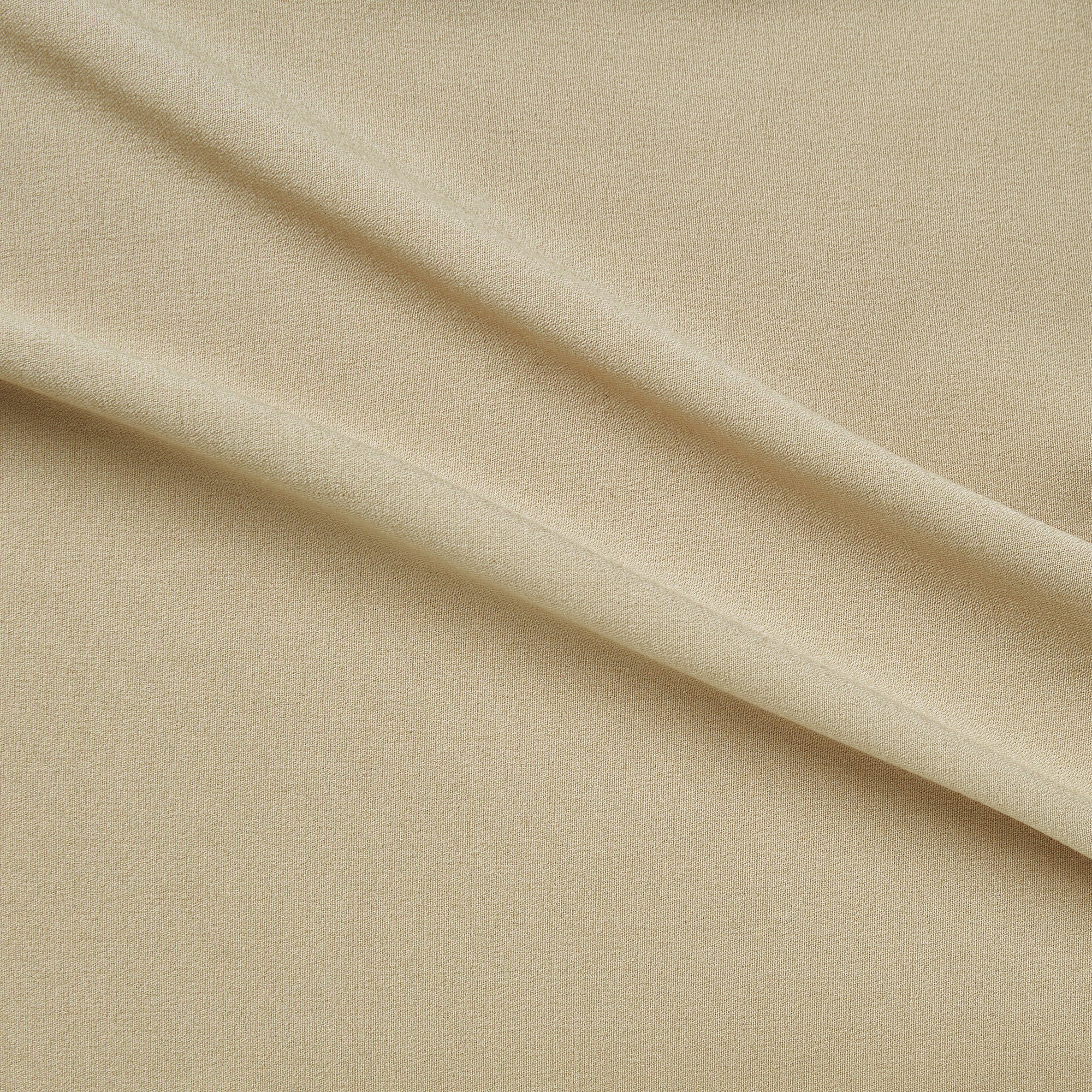 Presenting encore a stone colored plain woven stretch bottom weight polyester and rayon blend with spandex