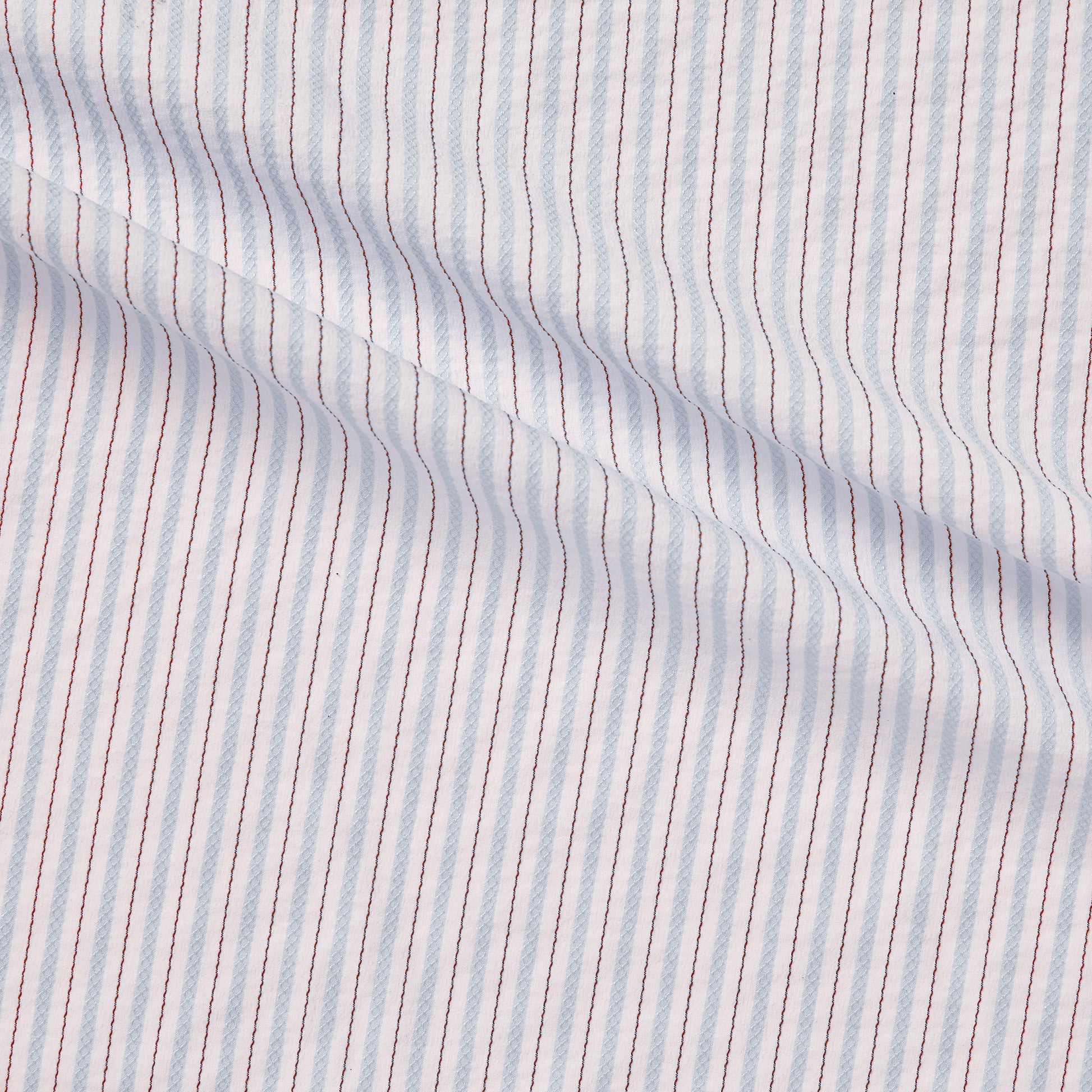 gap displaying the blue color version with Pencil striped stretch nylon cotton and polyester with  spandex  featuring stitch detailing and good drape