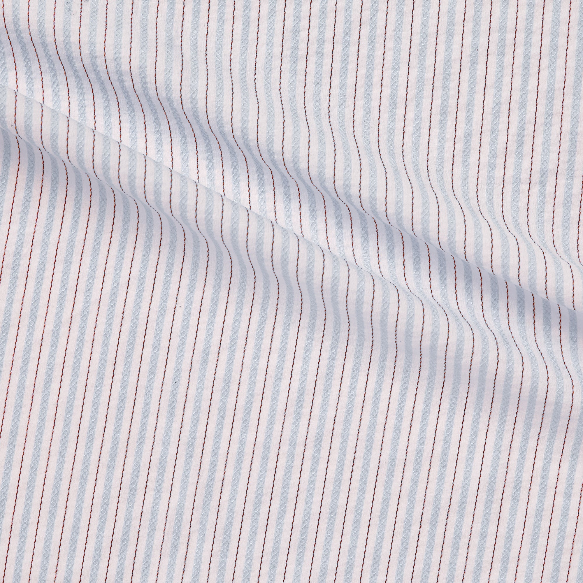 gap displaying the blue color version with Pencil striped stretch nylon cotton and polyester with  spandex  featuring stitch detailing and good drape