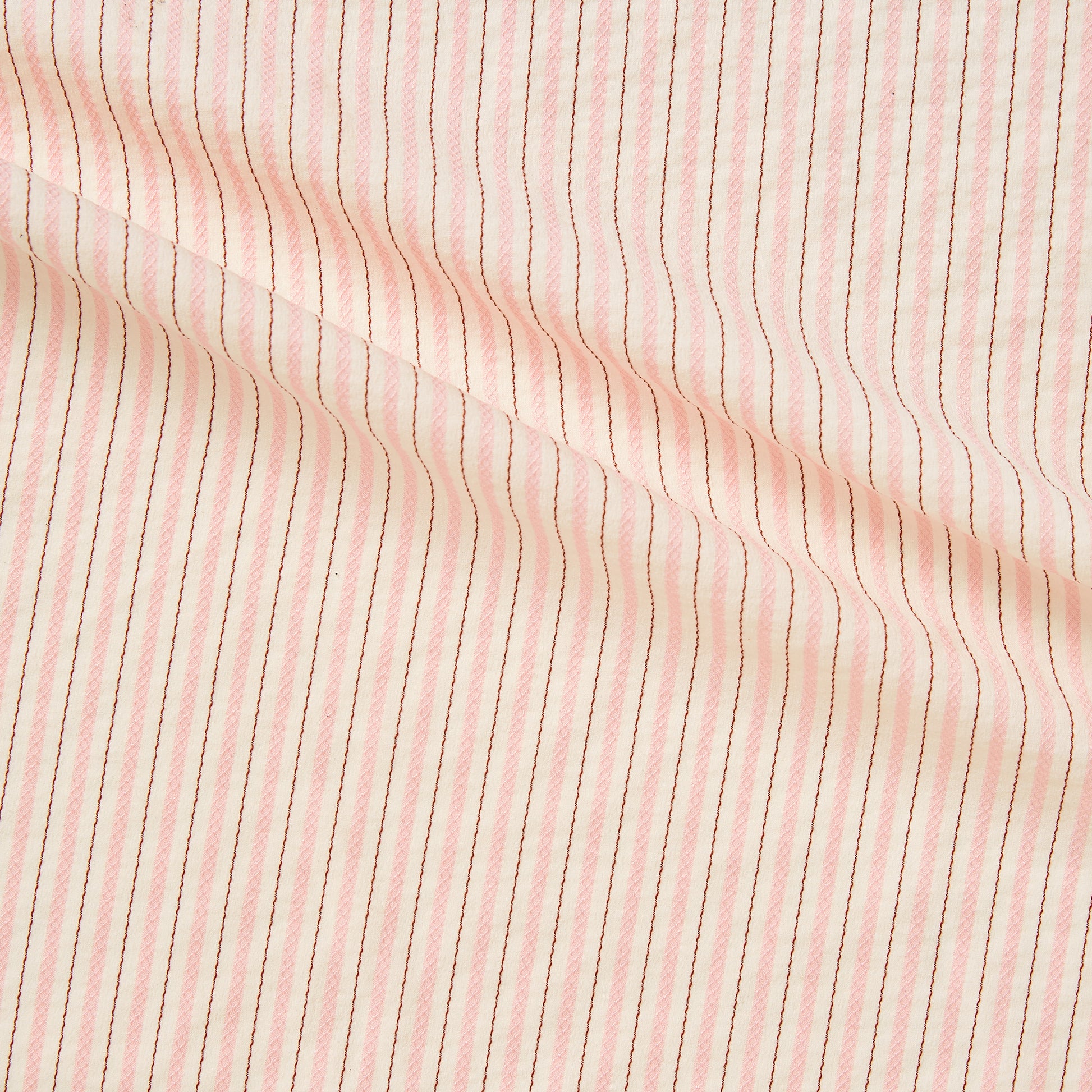 gap displaying the pink color version with Pencil striped stretch nylon cotton and polyester with  spandex  featuring stitch detailing and good drape