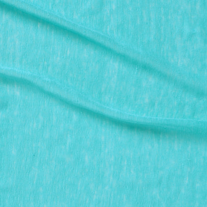 linen knit displaying the aqua color version of a pure lightweight linen with fluid drape