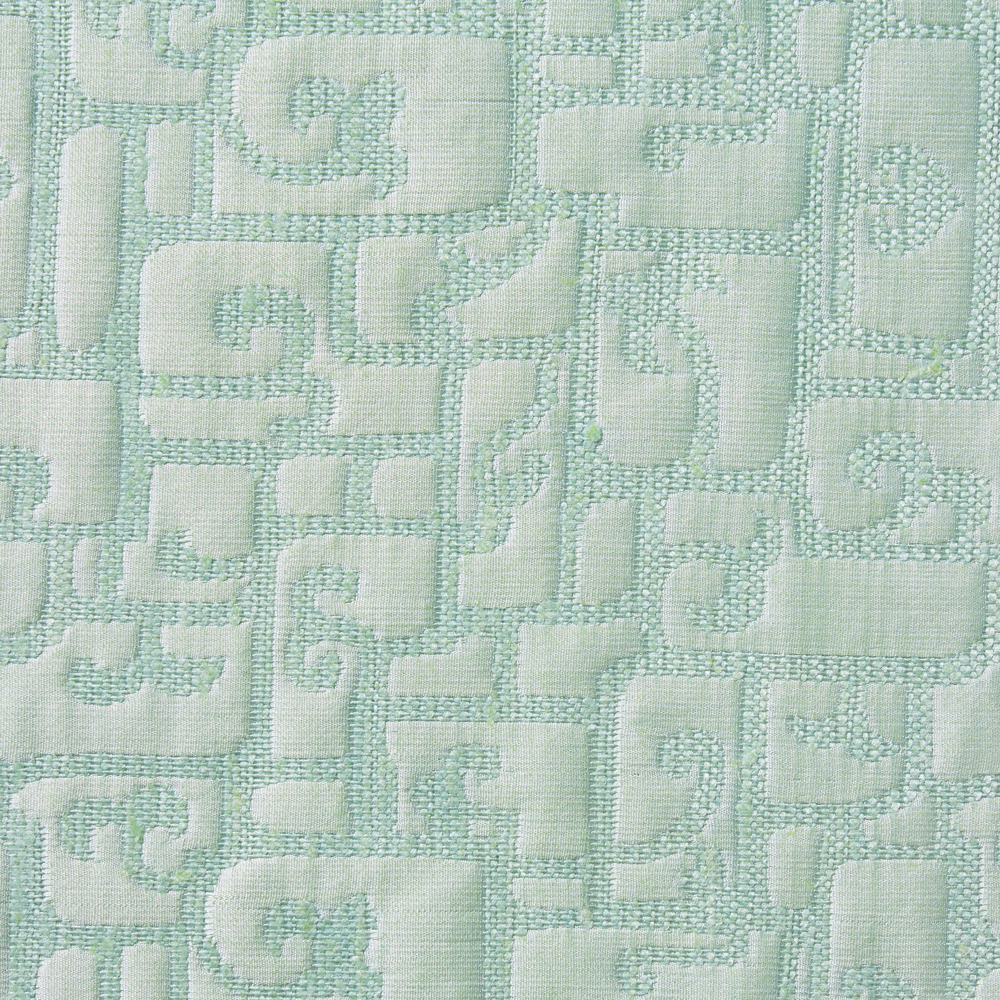 luxor displaying the mint color version of a heavy weight pure silk brocade with abstract Egyptian styled pattern