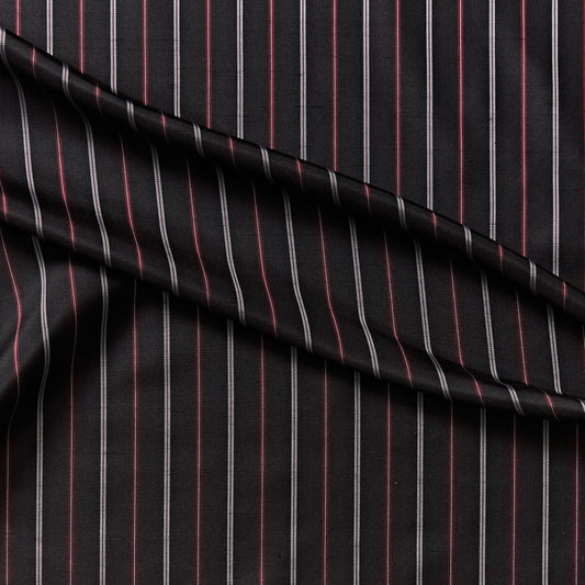  Displaying magnus a red colored yarn dyed pure silk with a classic pin stripe pattern