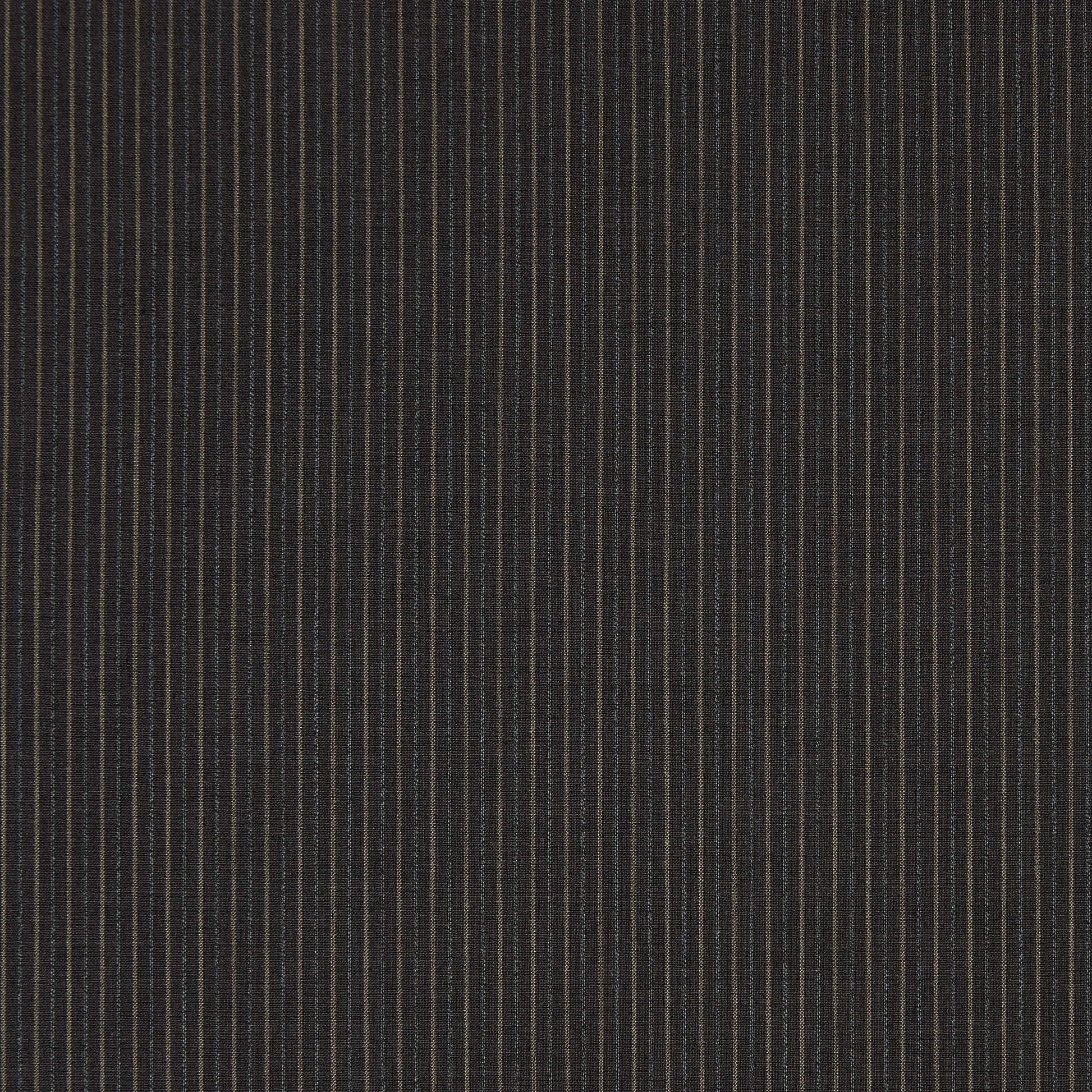 Displaying monza in the  charcoal colored Pin striped mid weight wool, polyester and rayon blend suitable for clothing and furnishings