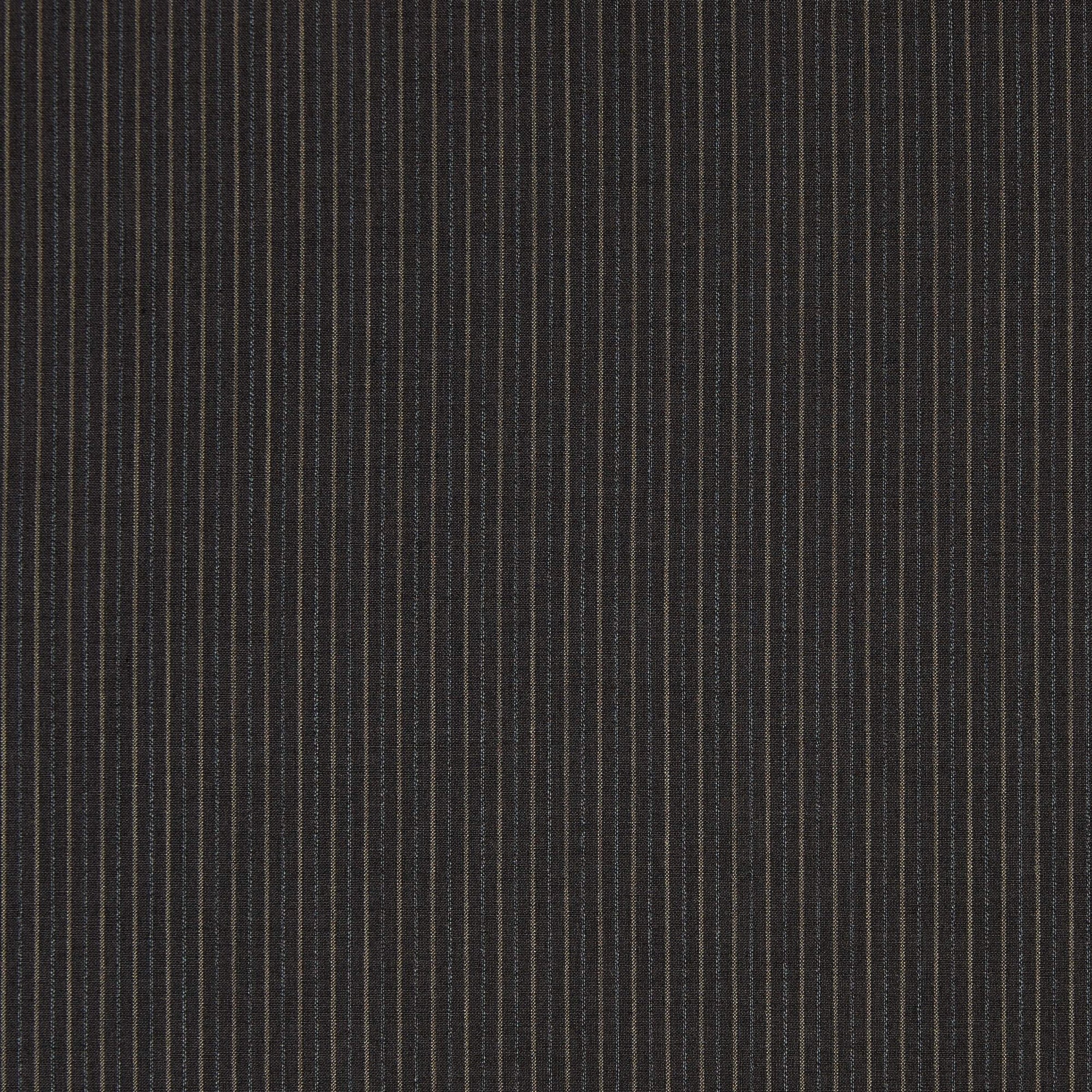 Displaying monza in the  charcoal colored Pin striped mid weight wool, polyester and rayon blend suitable for clothing and furnishings