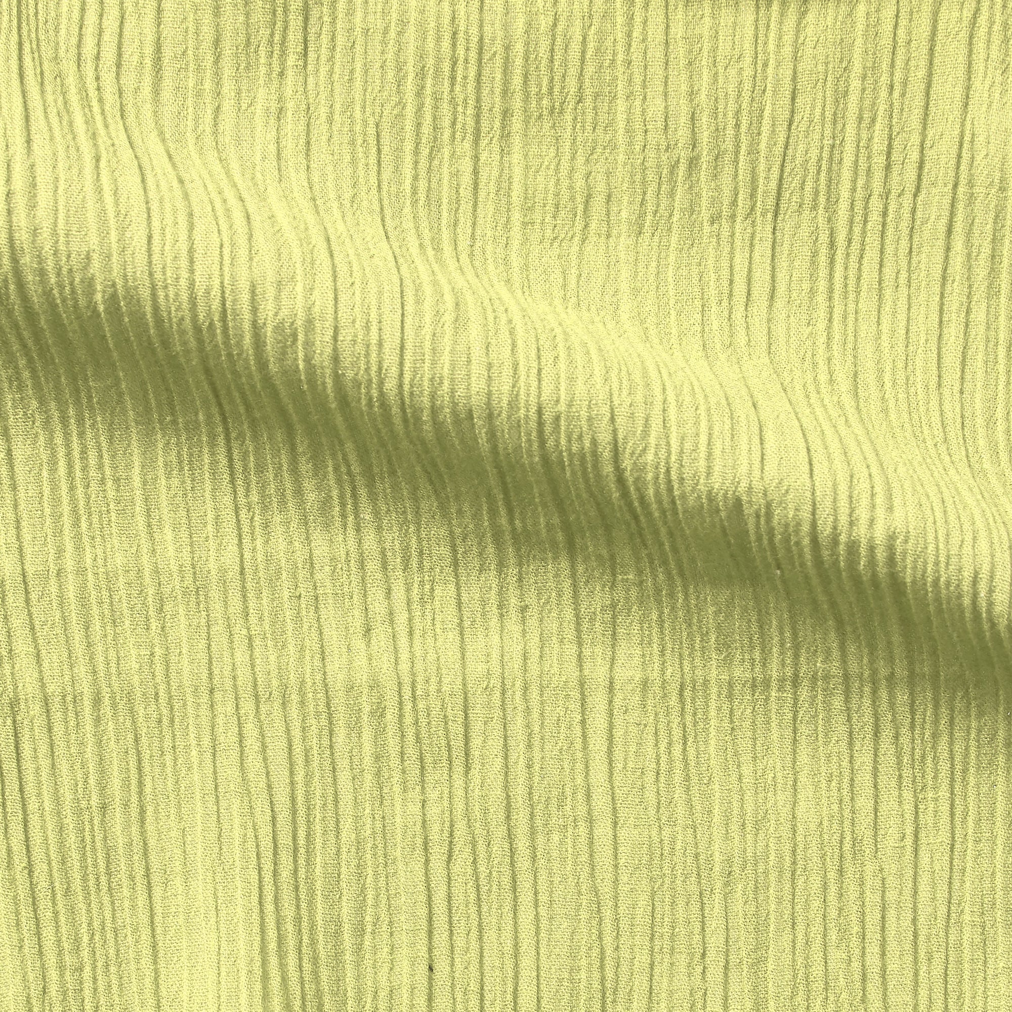 muslin illustrating the avocado color version of a breathable soft and natural pure cotton muslin with yoryu crinkle textured face