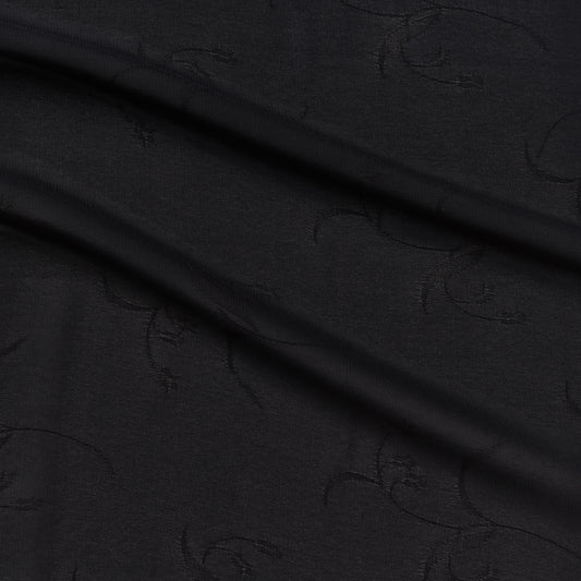 myth featuring the black color version of a light weight floral jacquard pure rayon georgette with good drape