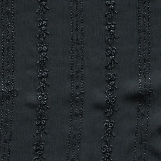 Displaying mellow a black colored pure polyester light weight crinkle georgette with lined embroidery 