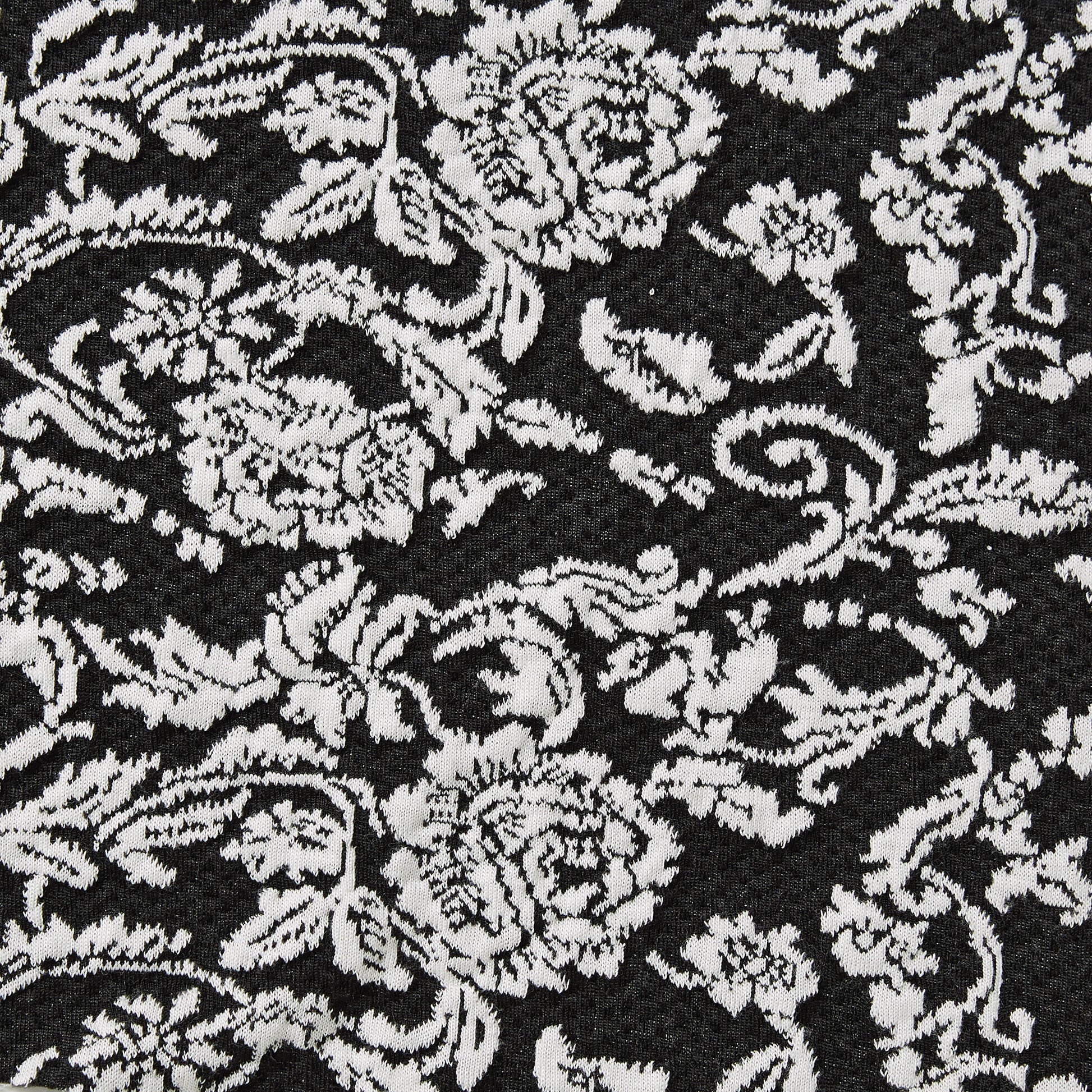 Presenting roslyn a Stretch Floral white colored embroidered Heavy weight jacquard with traditional design black polyester and rayon with spandex