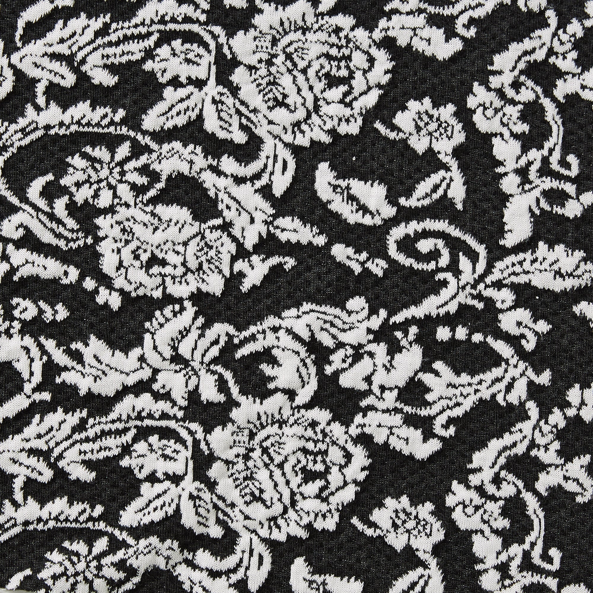 Displaying roslyn a Stretch Floral white colored embroidered Heavy weight jacquard with traditional design black polyester and rayon with spandex