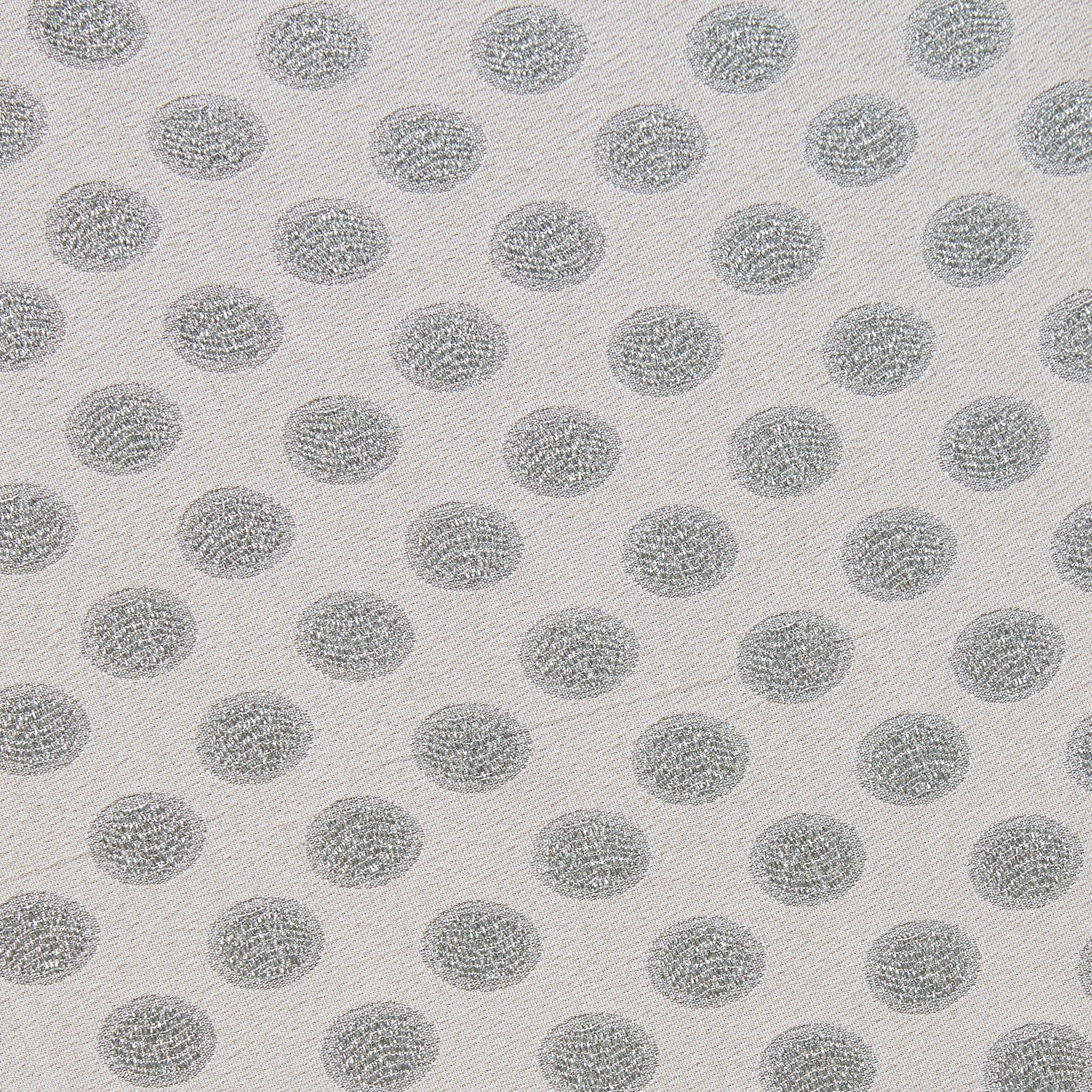 scramble displaying the silver color version of a medium weight polyester blend featuring metallic spots with lurex thread and good drape