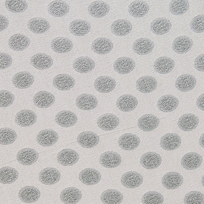 scramble displaying the silver color version of a medium weight polyester blend featuring metallic spots with lurex thread and good drape