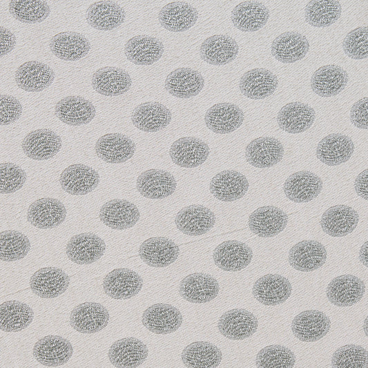 scramble presenting the silver color version of a medium weight polyester blend featuring metallic spots with lurex thread and good drape