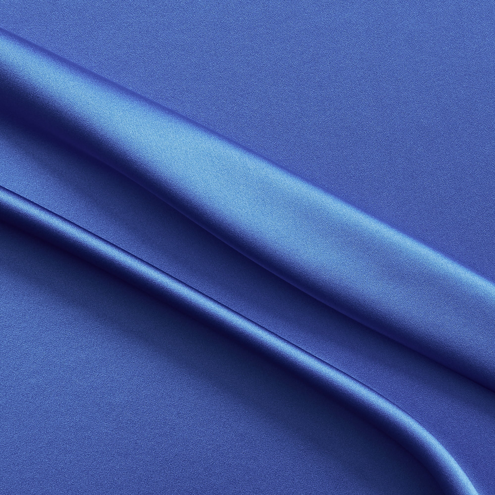 Silk Satin illustrating the Cobalt color version of a Soft Pure mulberry silk with natural sheen and fluid drape