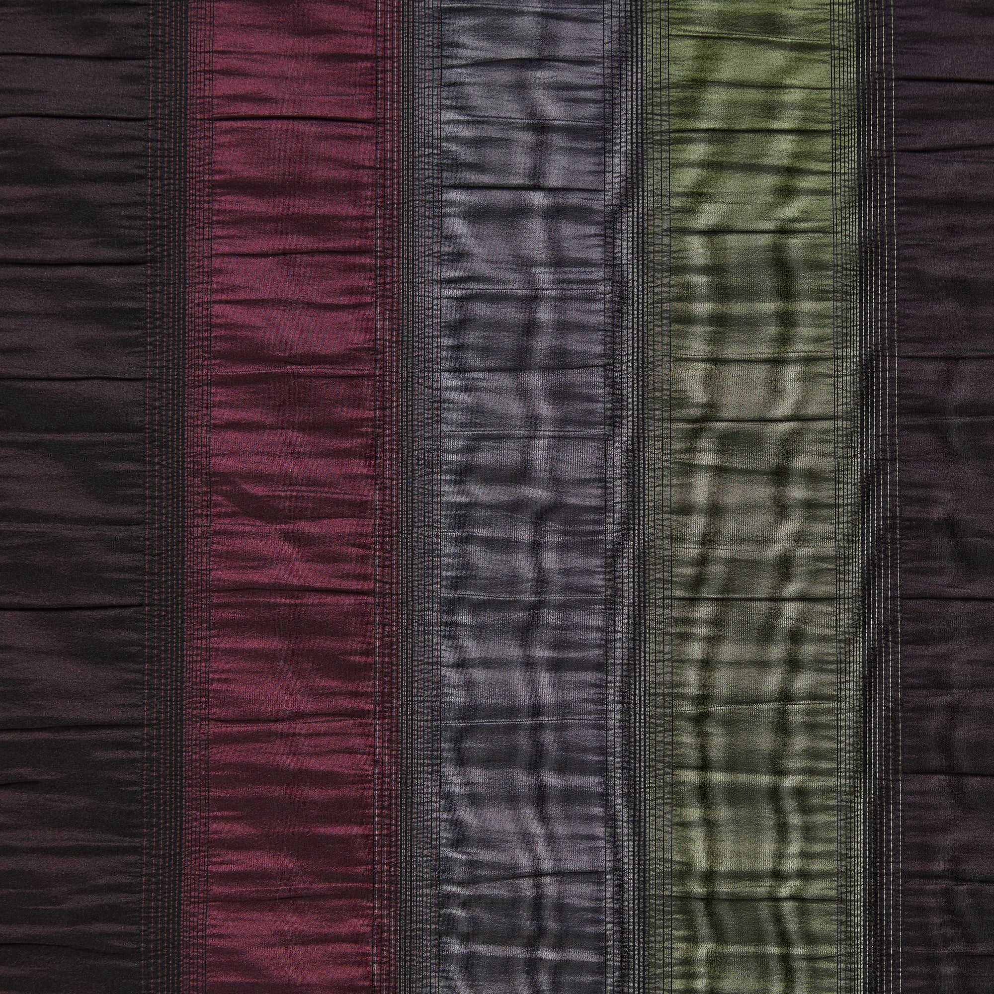 Tatler illustrating the Plum colors version of a striped pure polyester crisp smooth textured taffeta with lustre