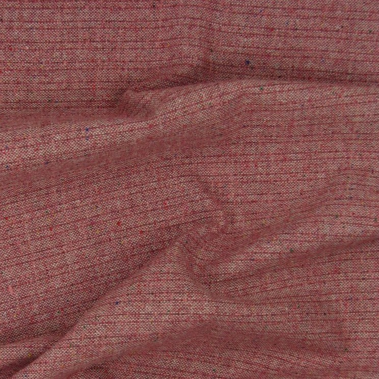 Showing Tweed a lipstick Red colored Wool, polyester, nylon and rayon blend  with textured face  with textured face and slubs and moderate drape