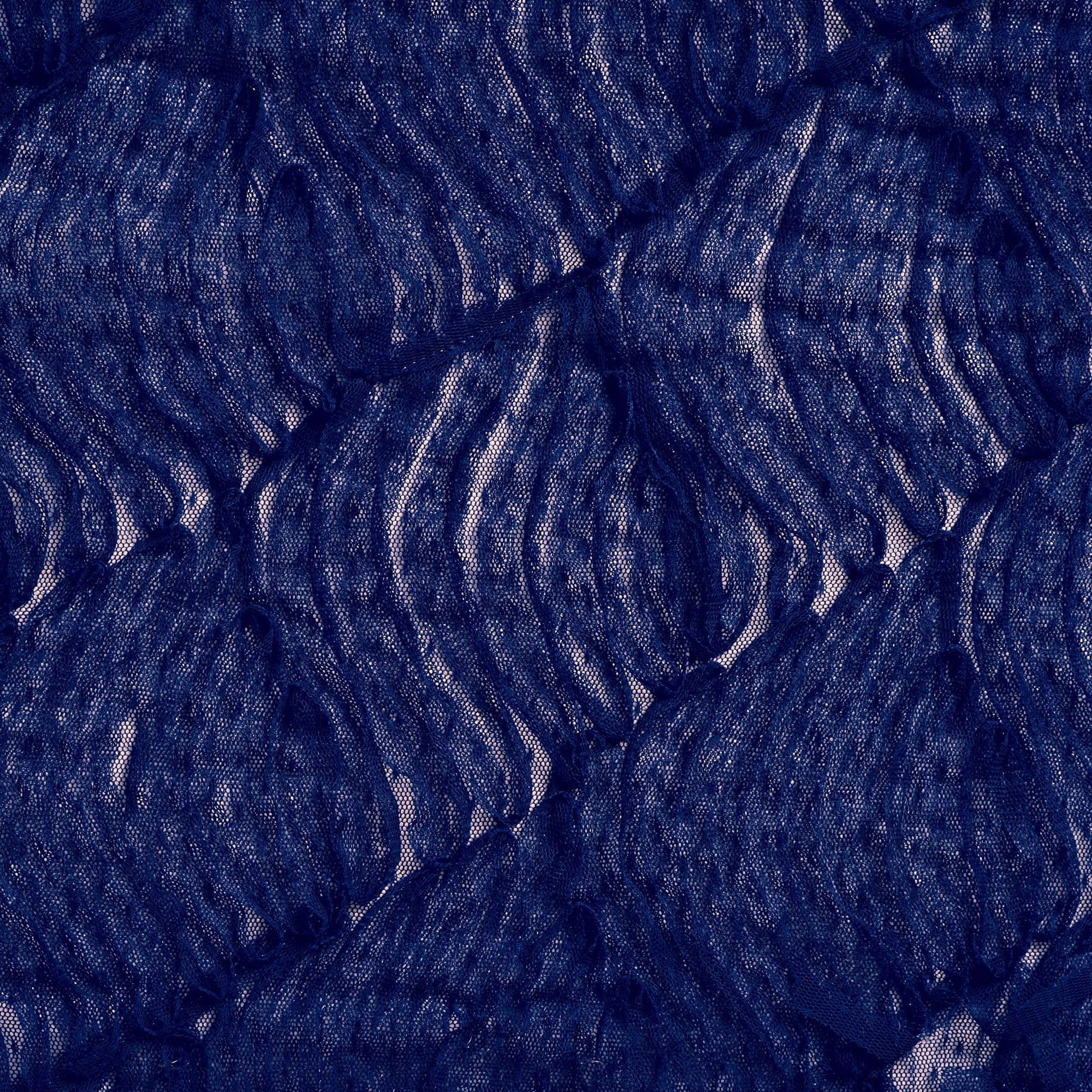 ziggy illustrating the royal blue color version of a pure polyester featuring Layered ribbon embroidered on mesh base